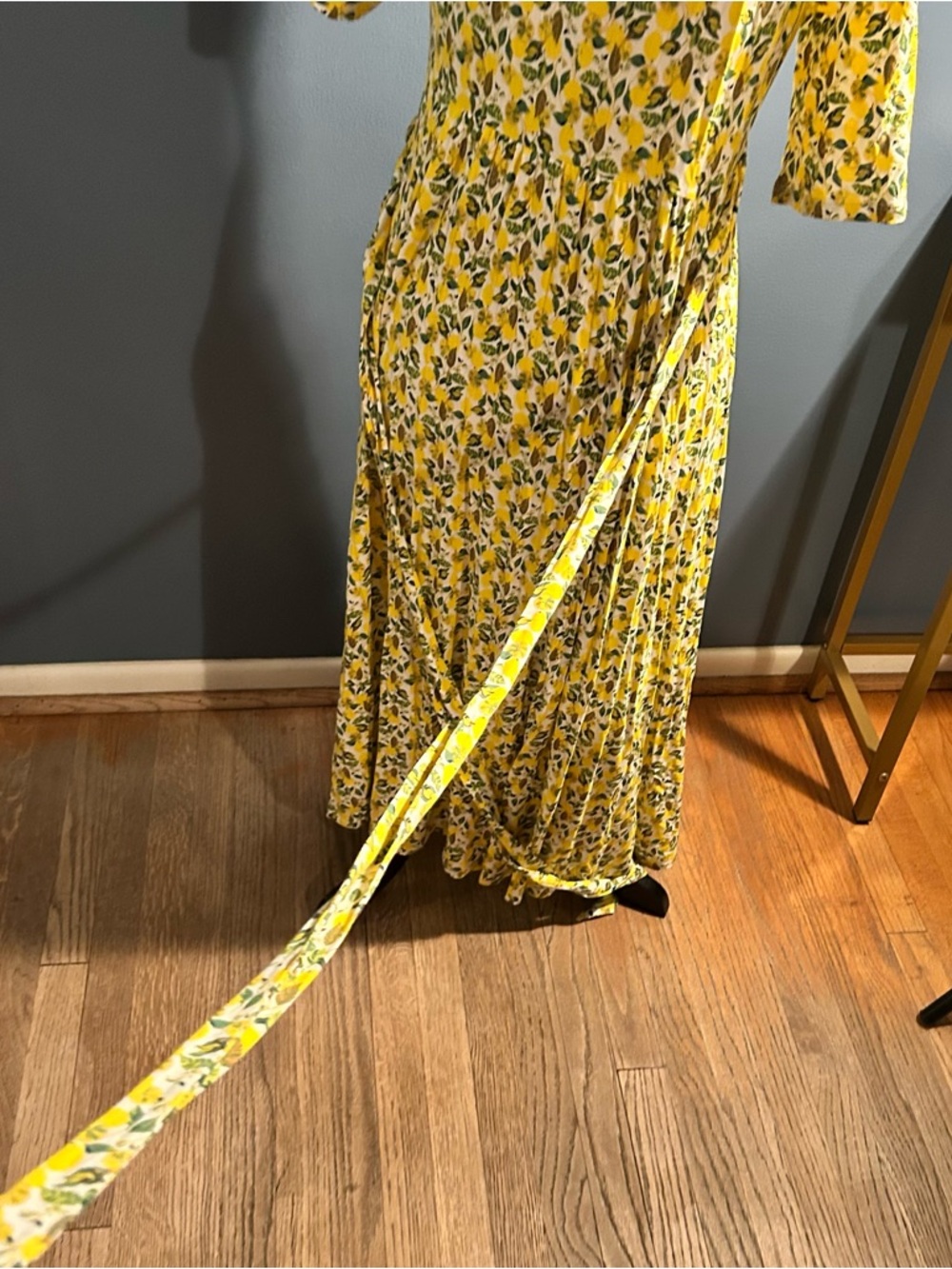 Boden Lavinia white lemon vine wrap midi dress - Picture 8 of 15